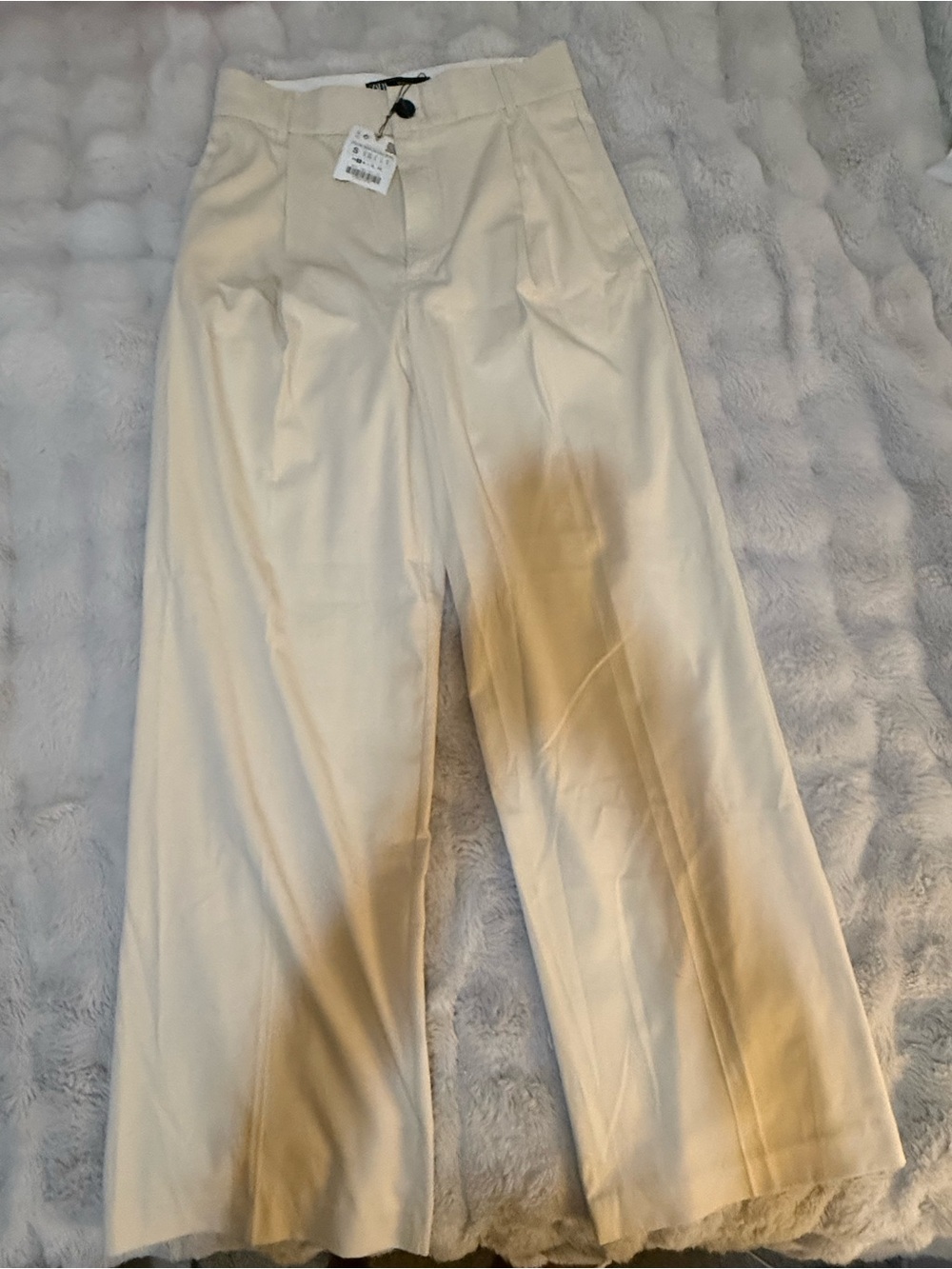 Zara Cream Wide-Leg Trousers